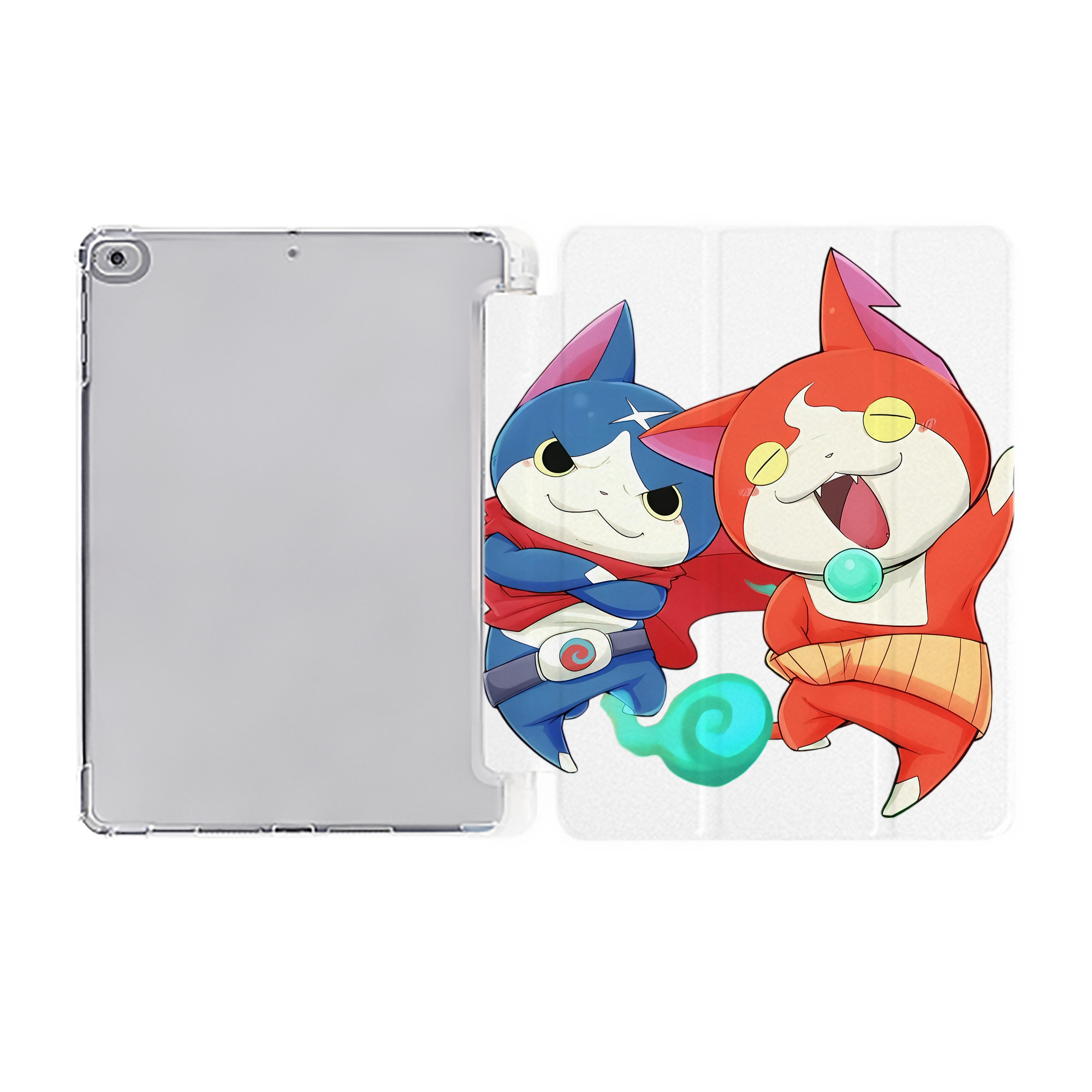 （画像用） 妖怪ウォッチ Yo-kai Watch IPad ケース ペン収納付き 三つ折りスタンド PUレザー×シリコン 対応機種9.5/10.5/10.9インチ